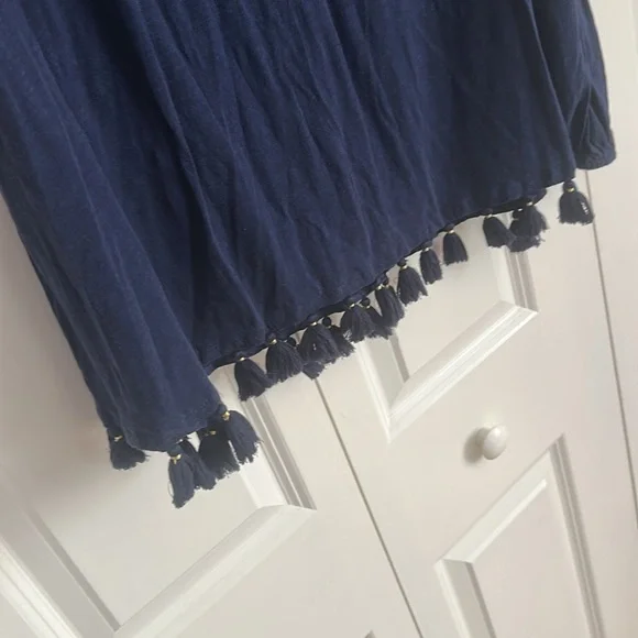 Lilly Pulitzer Linzy Tassel Trim True Navy Long Sleeve - Picture 7 of 11